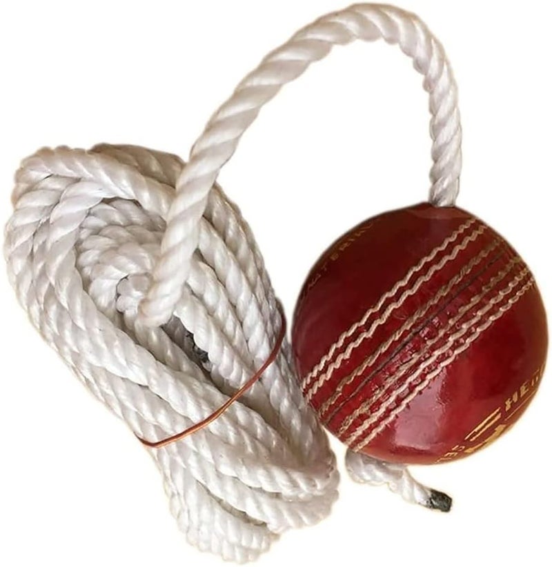 AnNafi ® Hanging Ball for Practice, Knocking & Training | Hanging Season Ball with Rope IBall with a Cord Cricket Hanging Ball Made in India |Sports Leather Match Practice Hanging Cricket Ball Red - Image 4