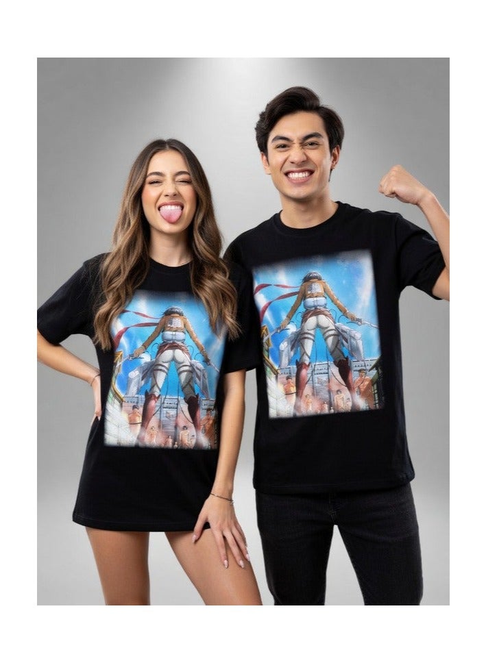 Dirty Lizard 1pc Unisex black t-shirt with Anime print 100% cotton 6 - Image 1