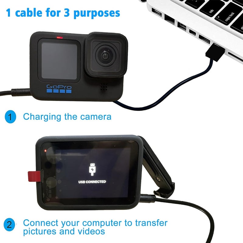 Suptig USB A to USB C Cable 2 Pack Charging Cable Compatible for Phone, Gopro Hero 13/hero12/11/10/9/8/7/6/5/hero Session gopro max Charging and Data Sync Cord(Black) - Image 3