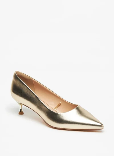 سيليست Women's Solid Slip-On Pumps with Kitten Heels