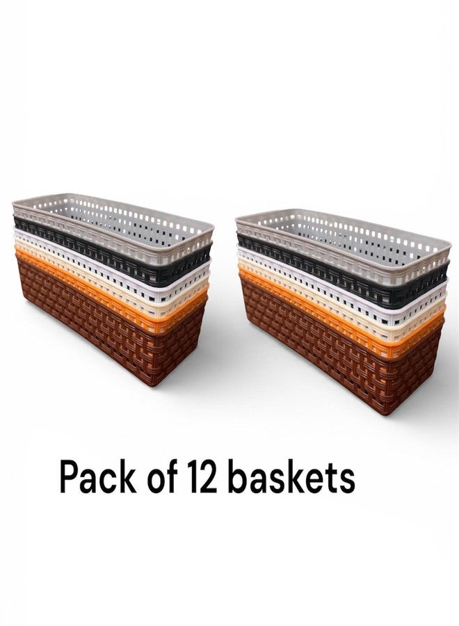 c s m CSM® Plastic Multipurpose Desk Organizer Tray Office Drawer Dividers Storage Bins for Kitchen, Bathroom, Office, Makeup, Bedroom Dresser, Multicolor (23 cm*10 cm*5 cm) Pack of 12 - Image 4