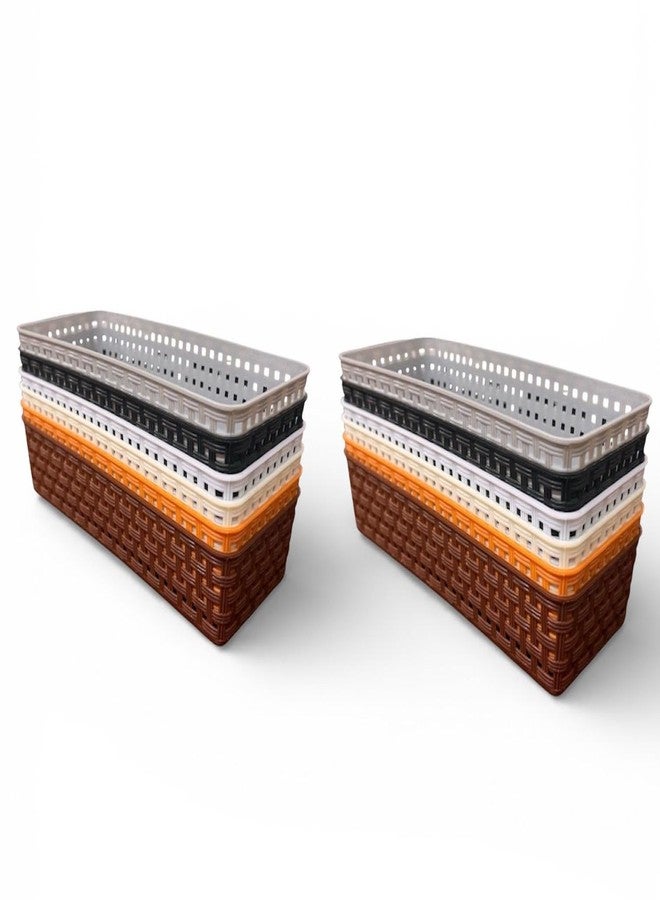 c s m CSM® Plastic Multipurpose Desk Organizer Tray Office Drawer Dividers Storage Bins for Kitchen, Bathroom, Office, Makeup, Bedroom Dresser, Multicolor (23 cm*10 cm*5 cm) Pack of 12 - Image 1