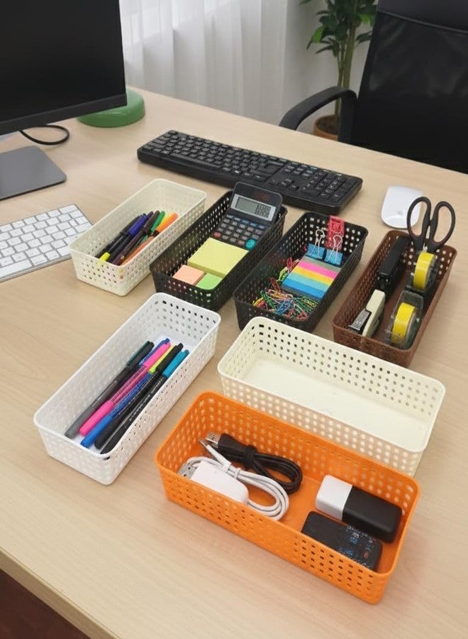 c s m CSM® Plastic Multipurpose Desk Organizer Tray Office Drawer Dividers Storage Bins for Kitchen, Bathroom, Office, Makeup, Bedroom Dresser, Multicolor (23 cm*10 cm*5 cm) Pack of 12 - Image 3