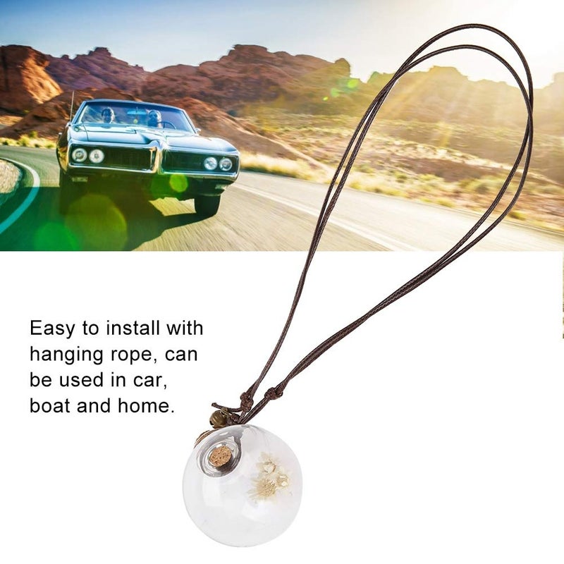 klarako Car Hanging Pendant Empty Glass Perfume Bottle with Flower Aromatherapy Freshner Pendant Fragrance Auto Ornament Essential Oils Diffuser for Home and Car Use(#02) - Image 2