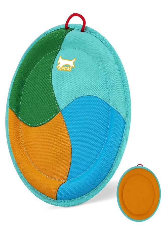 IPTPAS Dog Flying Disc Dog Flyer Toy for Fetch, Durable Nylon 9.5" Diameter with Soft and Thick Edges, Gentle on Teeth & Gums, Lightweight & Water Floating, Outdoor Play for All Breeds (A-Blue/Orange) - Image 1