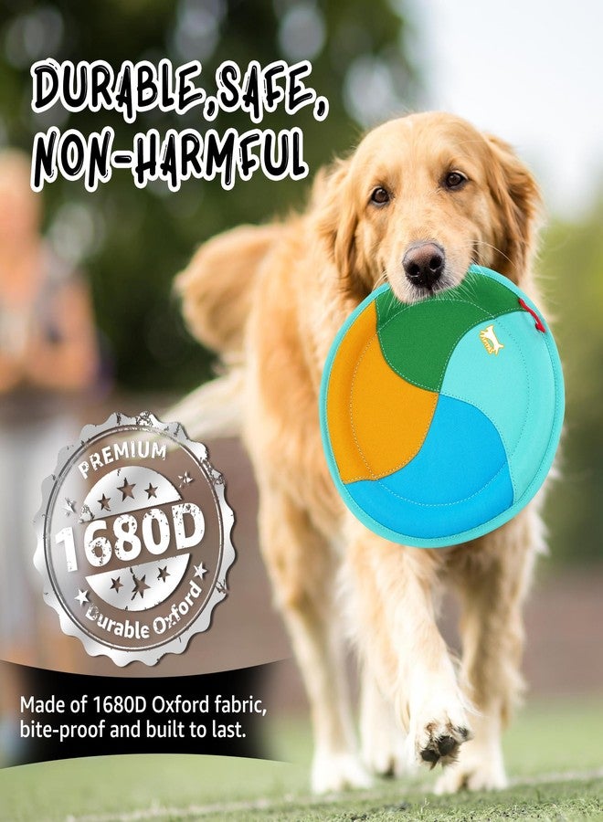 IPTPAS Dog Flying Disc Dog Flyer Toy for Fetch, Durable Nylon 9.5" Diameter with Soft and Thick Edges, Gentle on Teeth & Gums, Lightweight & Water Floating, Outdoor Play for All Breeds (A-Blue/Orange) - Image 2