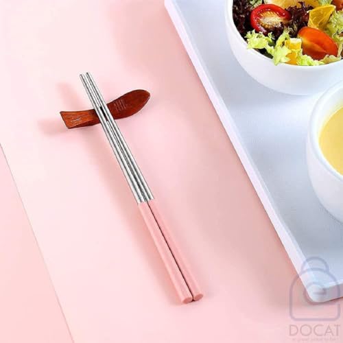 PUTHAK Eating, Decorative, Training Stainless Steel Japanese, Korean Chopstick (Green, Beige Pack of 4) - Image 3