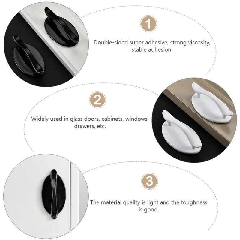 6Pcs No Punching Cabinet Handles Black And White Drawer Pulls Set For Kitchen Wardrobe Sliding Door - Image 4
