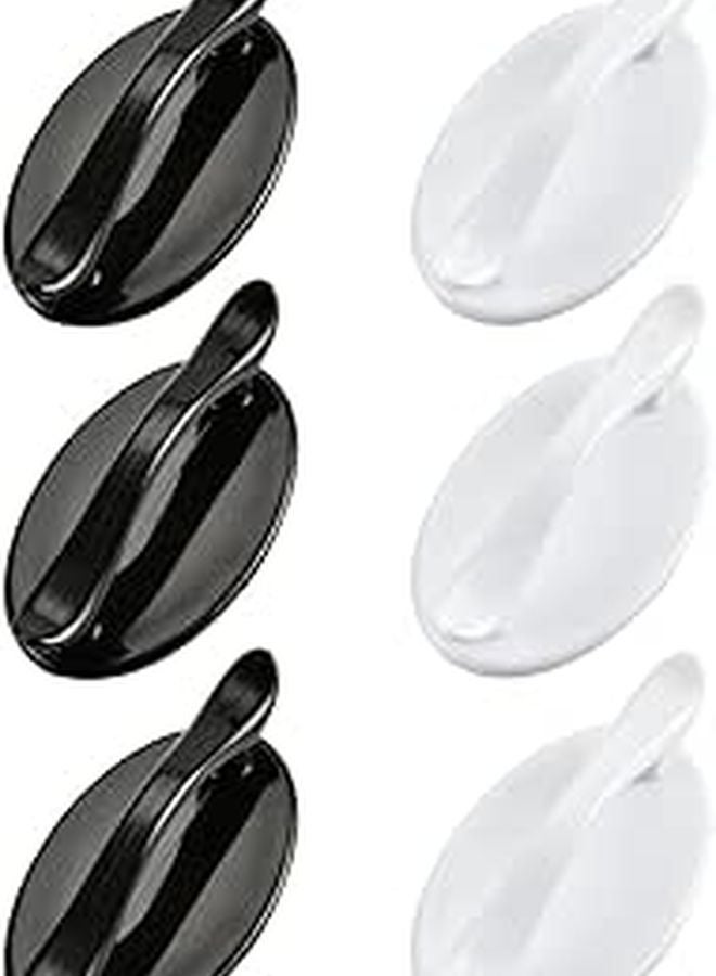 6Pcs No Punching Cabinet Handles Black And White Drawer Pulls Set For Kitchen Wardrobe Sliding Door - Image 1