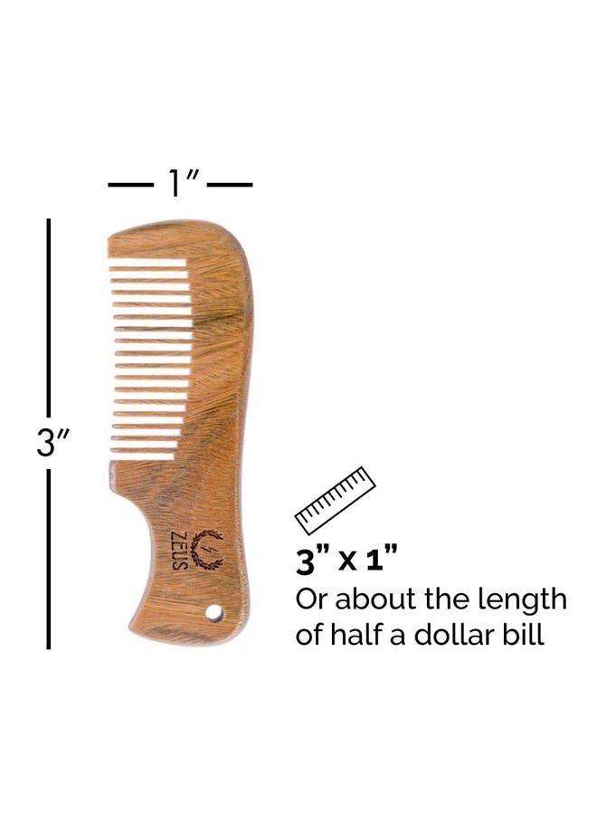 Zeus Pocket Sandalwood Mustache Comb, Handmade Travel Size Mustache Comb for Men, Natural Wooden Grooming Comb (B31) - Image 3