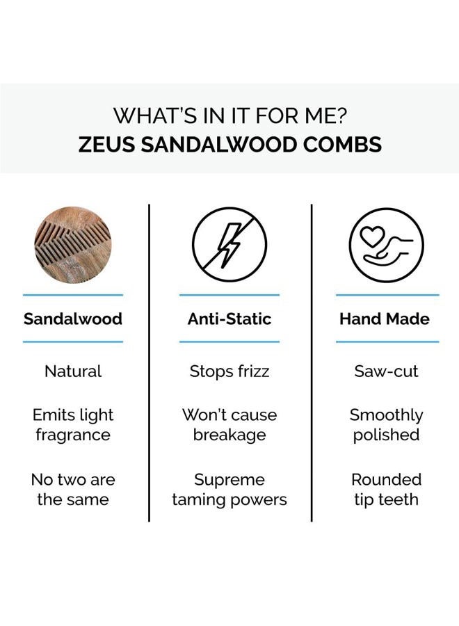 Zeus Pocket Sandalwood Mustache Comb, Handmade Travel Size Mustache Comb for Men, Natural Wooden Grooming Comb (B31) - Image 2