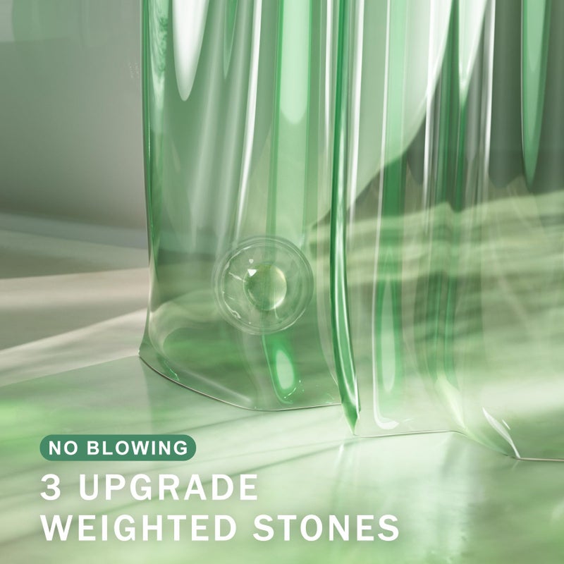 AmazerBath Heavy Duty Shower Curtain and Liner 2-in-1, 100% EVA Luxury Soft Clear Mint Green Shower Curtain Liner, 72x72 Plastic Weighted Shower Curtain, 12 Rustproof Grommets & 3 Heavyweight Stones - Image 4