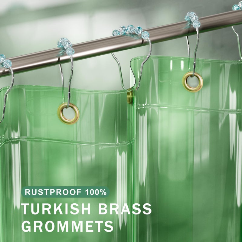 AmazerBath Heavy Duty Shower Curtain and Liner 2-in-1, 100% EVA Luxury Soft Clear Mint Green Shower Curtain Liner, 72x72 Plastic Weighted Shower Curtain, 12 Rustproof Grommets & 3 Heavyweight Stones - Image 3