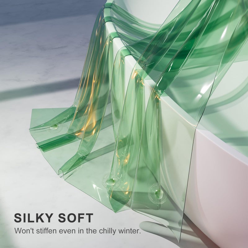 AmazerBath Heavy Duty Shower Curtain and Liner 2-in-1, 100% EVA Luxury Soft Clear Mint Green Shower Curtain Liner, 72x72 Plastic Weighted Shower Curtain, 12 Rustproof Grommets & 3 Heavyweight Stones - Image 2