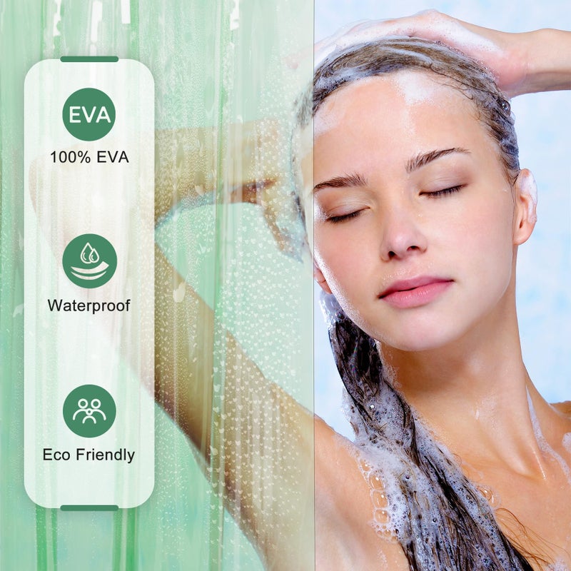 AmazerBath Heavy Duty Shower Curtain and Liner 2-in-1, 100% EVA Luxury Soft Clear Mint Green Shower Curtain Liner, 72x72 Plastic Weighted Shower Curtain, 12 Rustproof Grommets & 3 Heavyweight Stones - Image 5