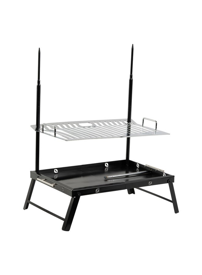 السنيدي شواية فحم للرحلات، منقل فحم للشوي، اسود، مقاس 35*60 سم - Image 1