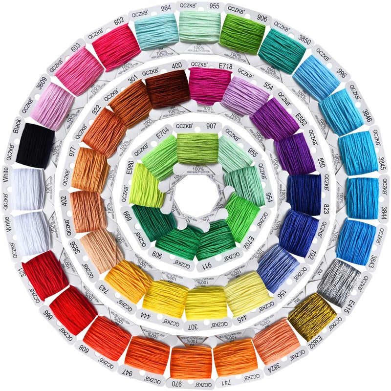 Rainbow Embroidery Floss String Cross Stitch Thread Friendship Bracelets Floss bobbins Crafts Floss50 Pcs 8m Mercerized Embroidery Floss bobbins Included of 2 pcs Metallic Embroidery Thread
