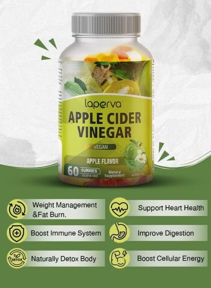 Laperva Apple Cider Vinegar Gummies - Formulated to Support Weight Loss Efforts, Normal Energy Levels & Gut Health - Supports Digestion, Detox & Cleansing-60 Gummies, Pack of 2 - Image 3