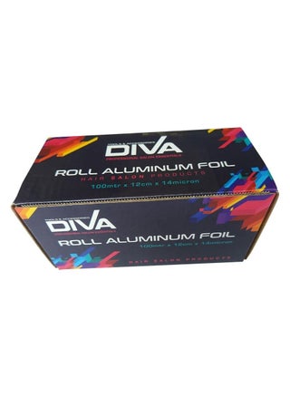 Diva – Aluminum Hair Foil Roll, 100m x 12cm – Professional Salon Foil for Highlighting, Coloring, and Hairdressing – Durable and Easy to Use - pzsku/Z8DA1870695BD53A5AFABZ/45/_/1669207388/c59f2e99-2d66-44c0-b837-64ed5b2c9cd7