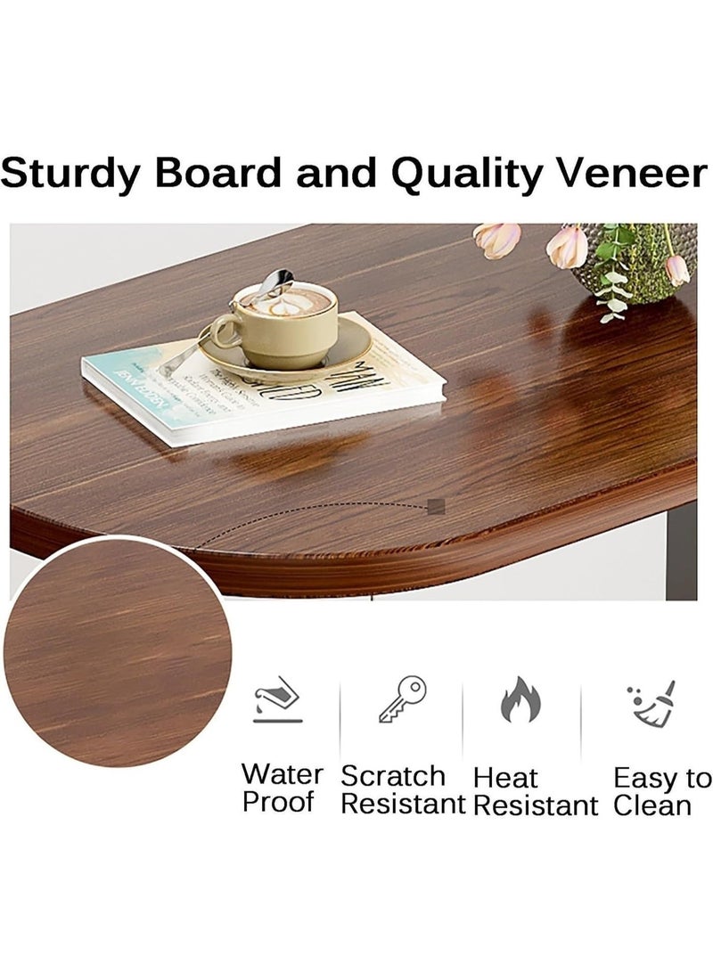 Modern Side Table - C-Shaped End Table for Coffee Corner & Living Room - Space-Saving Wooden Top Bedside Table with Metal Frame - Image 3
