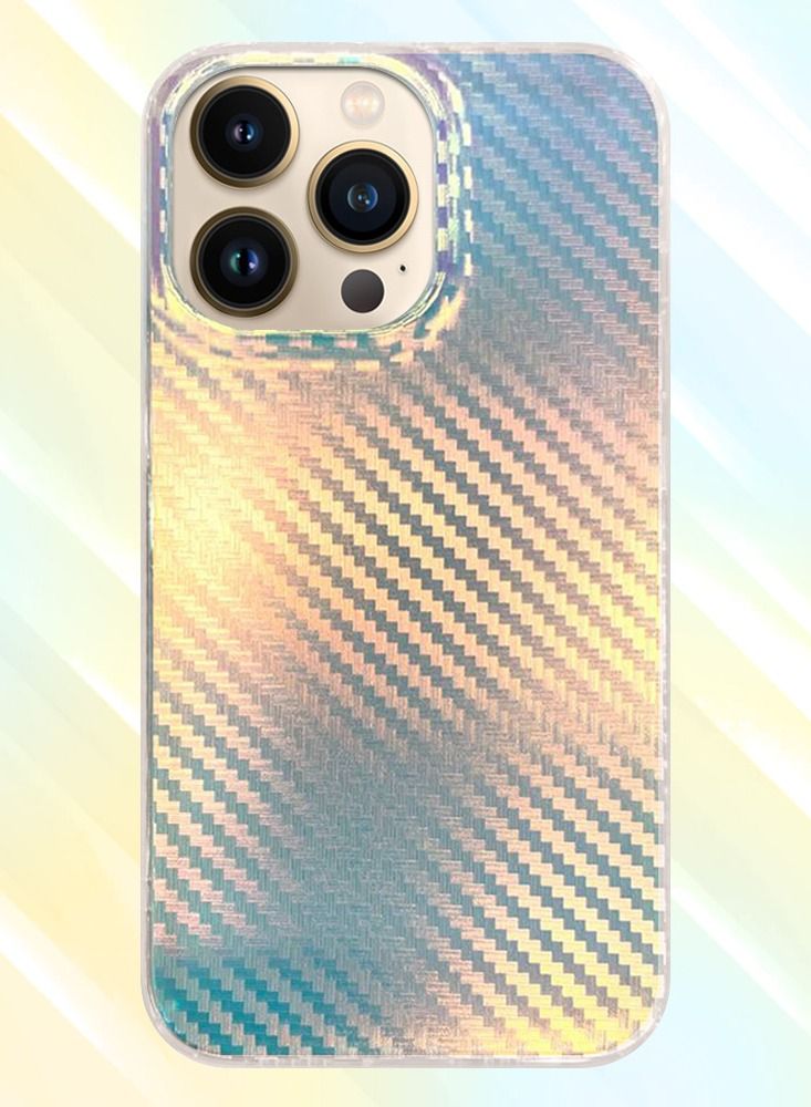 JOWAY iphone 14 Pro Case Holographic Abstract Art Case Cover Gradient Rainbow Color Effect Aesthetic Hologram Carbon Fiber Pattern Back Cover - Image 3
