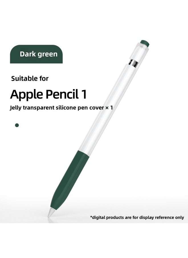 Generic - Suitable For Apple For Apple Pencil1 Protective Case Pencil Generation Silicone Grip Pen Drop-resistant Nib Case-Color:Dark Green-Applicable Model:For Apple Pencil Generation Only - Image 1