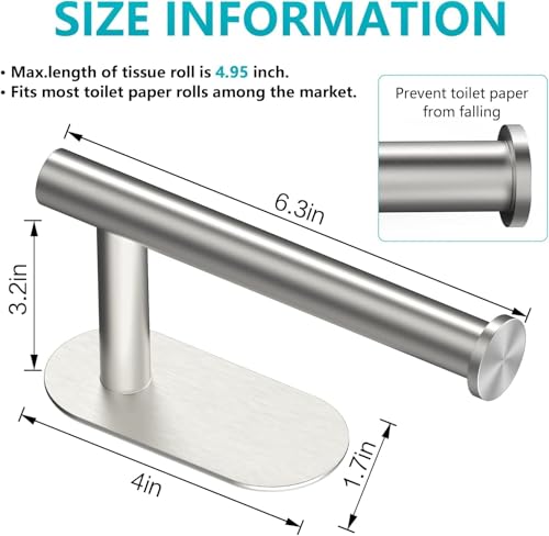 KILOW Toilet Roll Holder Wall Mounted - Stainless Steel Made Waterproof & Rust Resistant Self Adhesive Paper Towel Holder for Bathroom & Kitchen – Easy Installation Without Drilling - Image 2