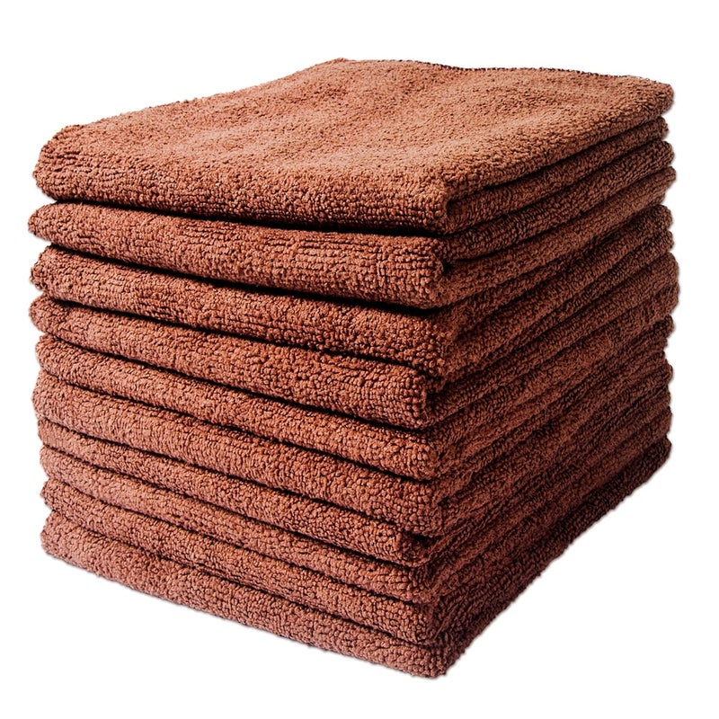Eurow Microfiber Salon Towels – Bleachproof, Ultra Absorbent & Quick Drying – Soft, Lightweight & Durable for Hair Styling, Beauty, Barber & Spa Use, 16 x 29 Inches, 10-Pack, Brown - Image 4