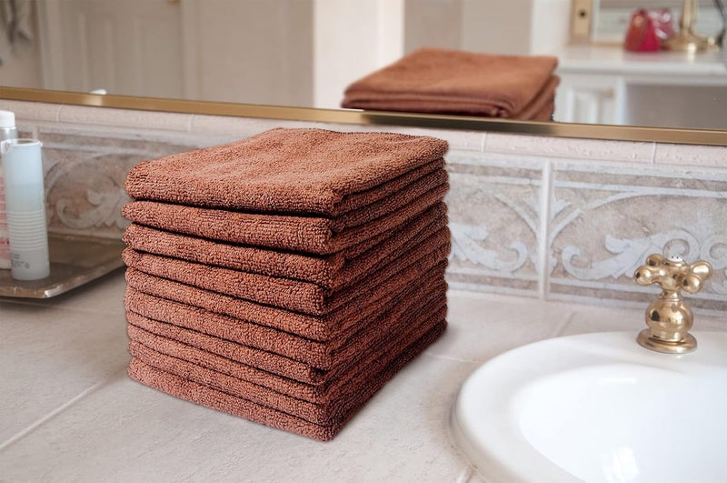 Eurow Microfiber Salon Towels – Bleachproof, Ultra Absorbent & Quick Drying – Soft, Lightweight & Durable for Hair Styling, Beauty, Barber & Spa Use, 16 x 29 Inches, 10-Pack, Brown - Image 5