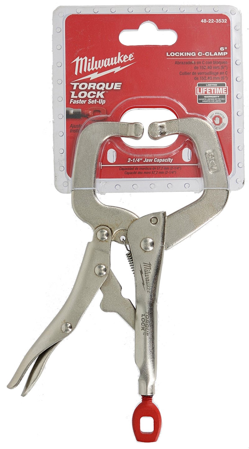 Milwaukee 48-22-3532 Torque Lock 6â€ Locking Spring Loaded Metal C-Clamp w/ Regular Jaws