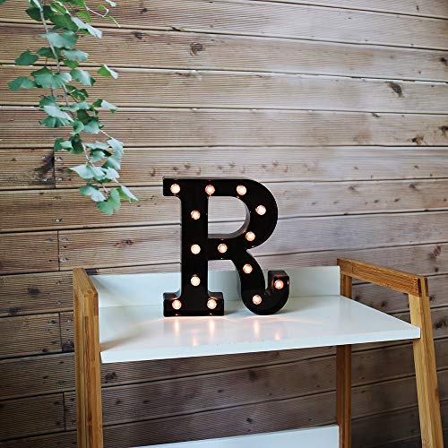 OYCBUZO Light Up Black Alphabet Marquee Letters Sign LED Marquee Number Lights Sign for Night Light Home Bar Christmas Lamp Birthday Party Wedding Decoration R - Image 3
