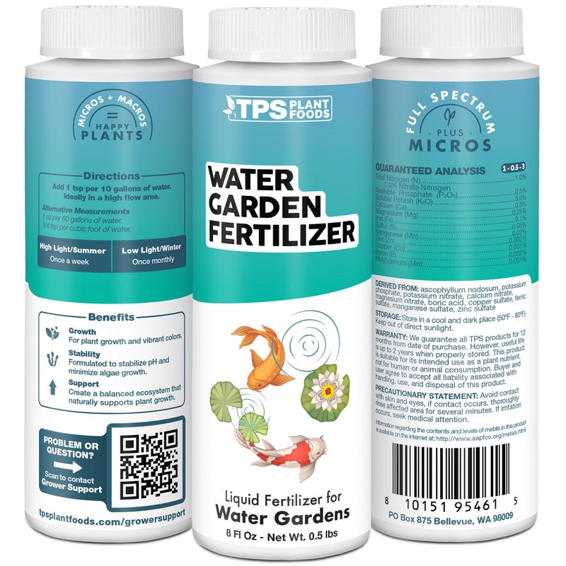 TPS NUTRIENTS Water Garden Fertilizer, Complete Liquid Water Garden Plant Food, 8 oz (250mL) - Image 5