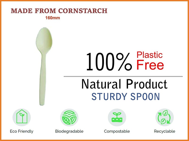 G1 Corn Starch Disposable Biodegradable Spoons and Forks (Spoons, 200, G1CORNSP200) - Image 4