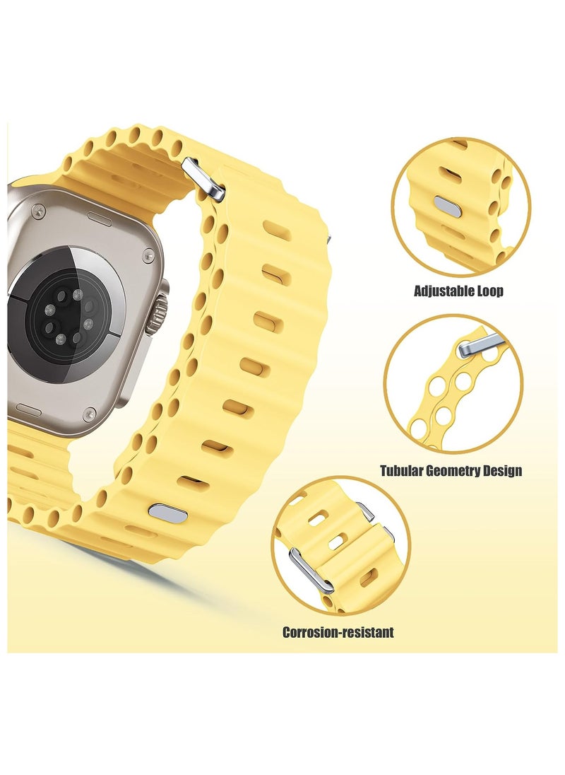 Color Fans - Soft Silicone Ocean Sports Strap Compatible Apple Watch Ultra 49mm 45mm 44mm 42mm for Men Women, Adjustible Watch Band for Apple Watch Ultra/SE/Series 9/8/7/6/5/4/3/2/1 - Sunglow - Image 1