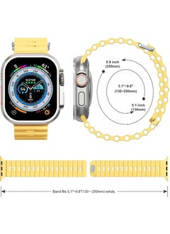 Color Fans Soft Silicone Ocean Sports Strap Compatible Apple Watch Ultra 49mm 45mm 44mm 42mm for Men Women, Adjustible Watch Band for Apple Watch Ultra/SE/Series 9/8/7/6/5/4/3/2/1 - Sunglow  - Image 5