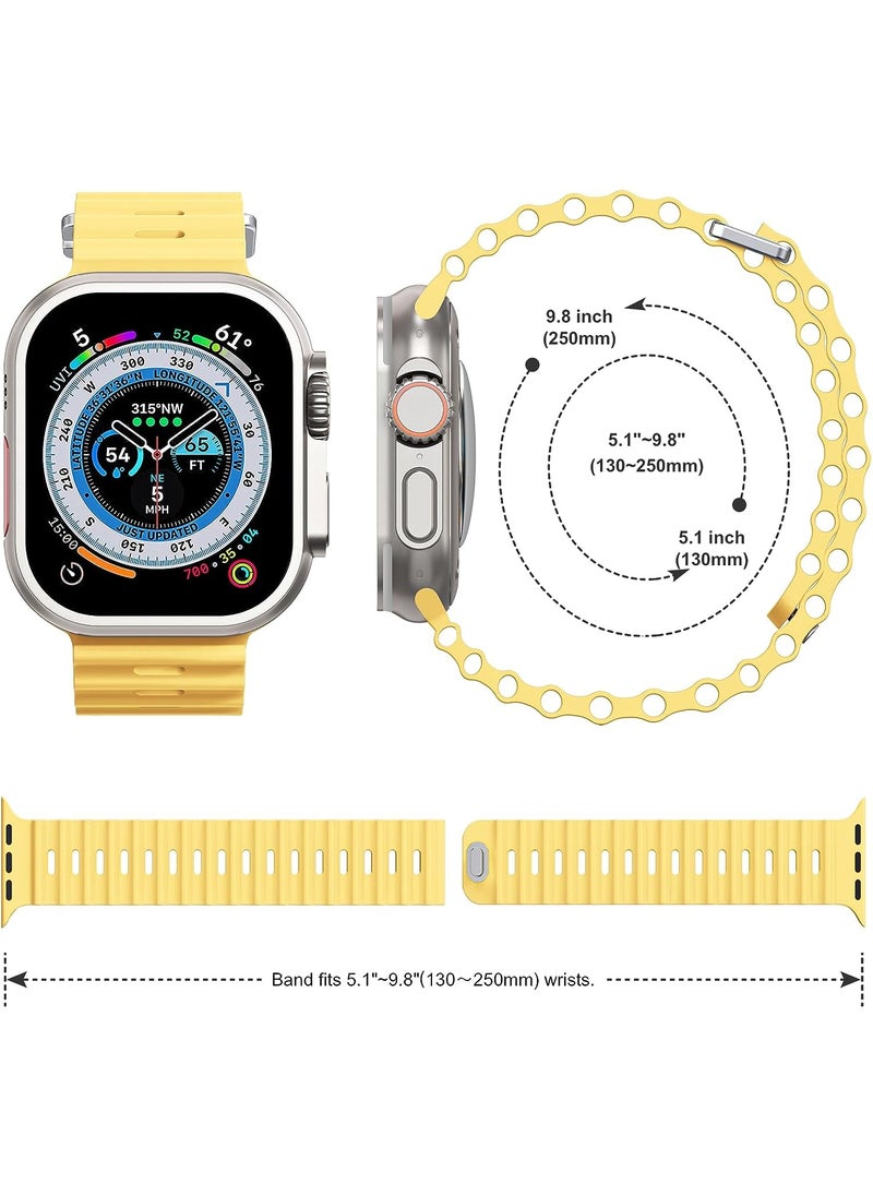 Color Fans - Soft Silicone Ocean Sports Strap Compatible Apple Watch Ultra 49mm 45mm 44mm 42mm for Men Women, Adjustible Watch Band for Apple Watch Ultra/SE/Series 9/8/7/6/5/4/3/2/1 - Sunglow - Image 1