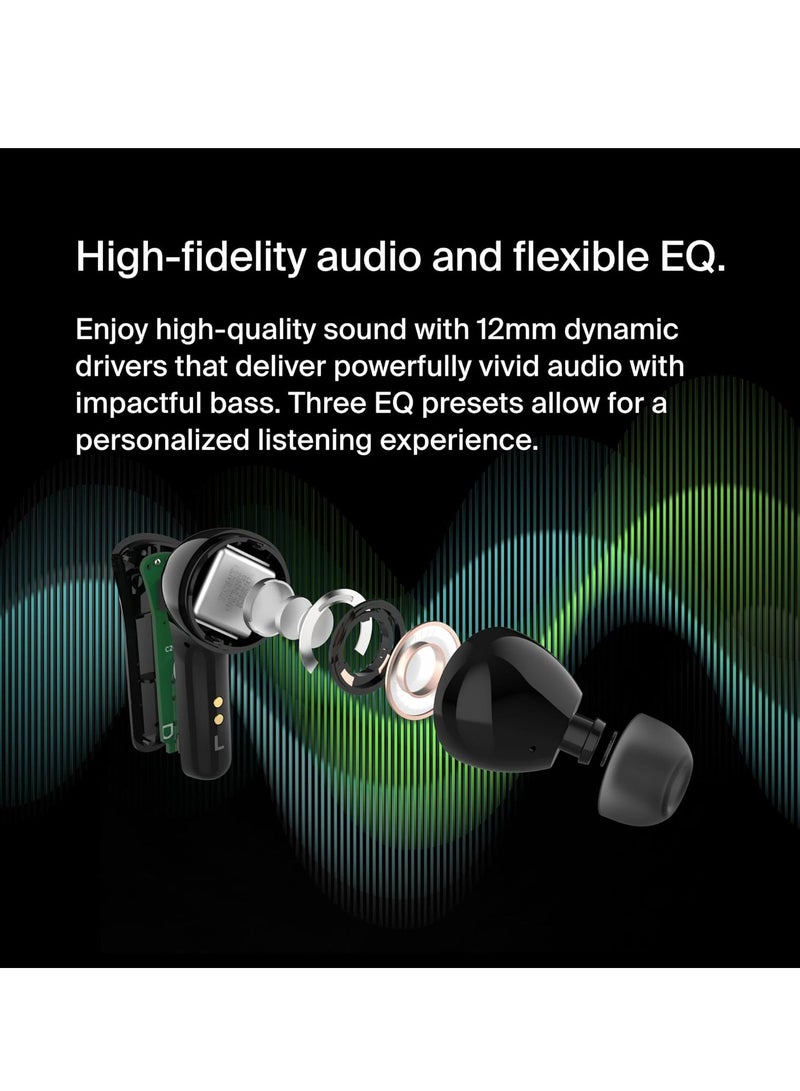 Belkin SoundForm™ Motion True Wireless Earbuds, Noise Cancelling Ear Buds with Wireless Charging Case & Dual Microphone - IPX5 Water Resistant Bluetooth Headphones for iPhone & Samsung - Image 3