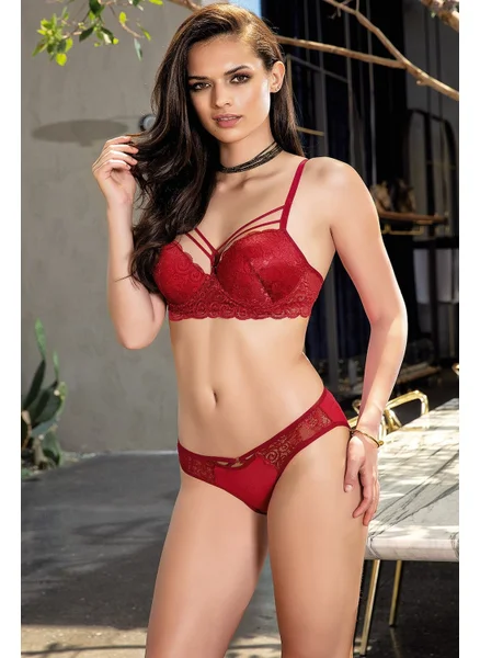 Nurteks 4434 Women's Support Bra Panty Set- Claret Red