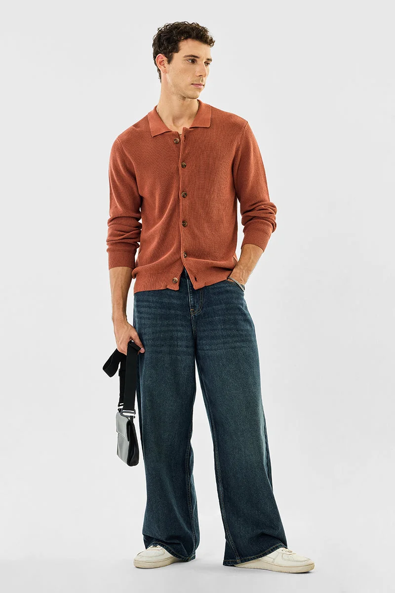 SNITCH Regular Fit Knitted Polo Cardigan