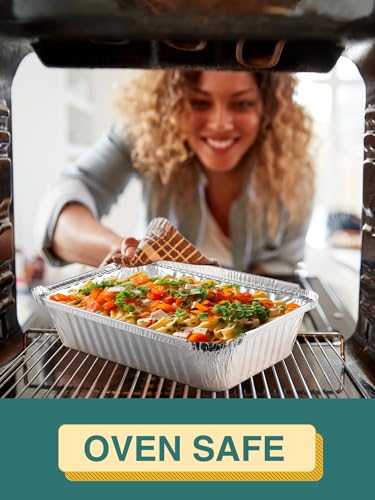 NEEBAKE 50 Pack 8x6 Disposable Aluminum Pans with Lids Aluminum-Foil-Pans-Tin-Foil-Baking-Pans-Tin-Trays-Food-To-Go-Containers-for-Meal-Prep-Cooking-Roasting-Heating-Takeout - Image 4