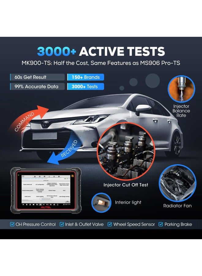 Autel Maxicom MK900-TS, 2025 MK900TS TPMS Scan Tool up of MX900TS MK808S-TS MX808S-TS, Full TPMS Function, 3000+ Test, 40+ Service, OE Full Diagnose - Image 4