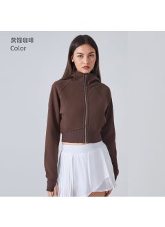 Autumn Winter Zip Hoodie Cropped Fitness Jacket Distilled coffee - pzsku/Z8DA1F9EF67427D60A76EZ/45/_/1730313335/ea65cc13-43bd-42f3-92dd-75c4d20f99c6