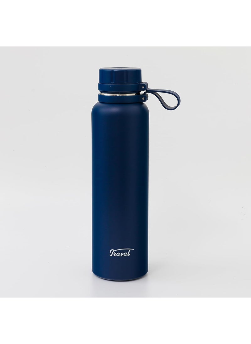 Kuber Industries Kuber Industries Vacuum Insulated Stainless Steel Water Bottle with Sipper and Handle | Leakproof, BPA Free, Rustproof | 1100 ML | Navy Blue  - Image 1