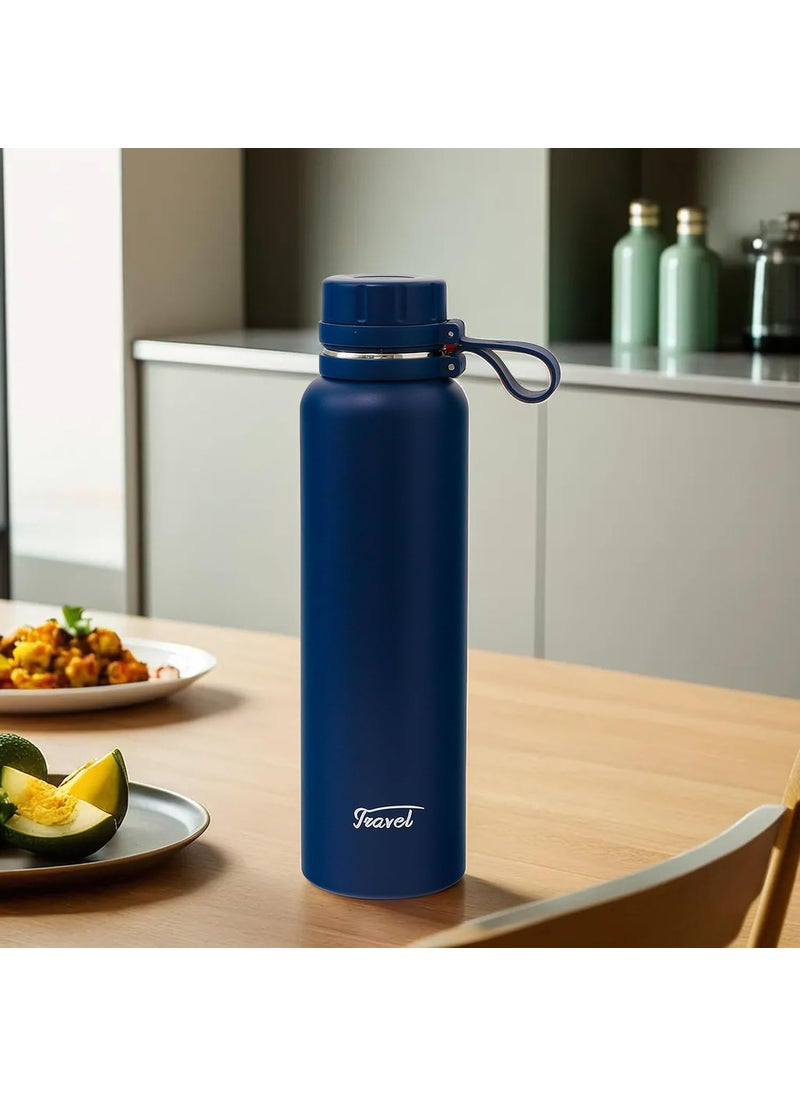 Kuber Industries Kuber Industries Vacuum Insulated Stainless Steel Water Bottle with Sipper and Handle | Leakproof, BPA Free, Rustproof | 1100 ML | Navy Blue  - Image 5