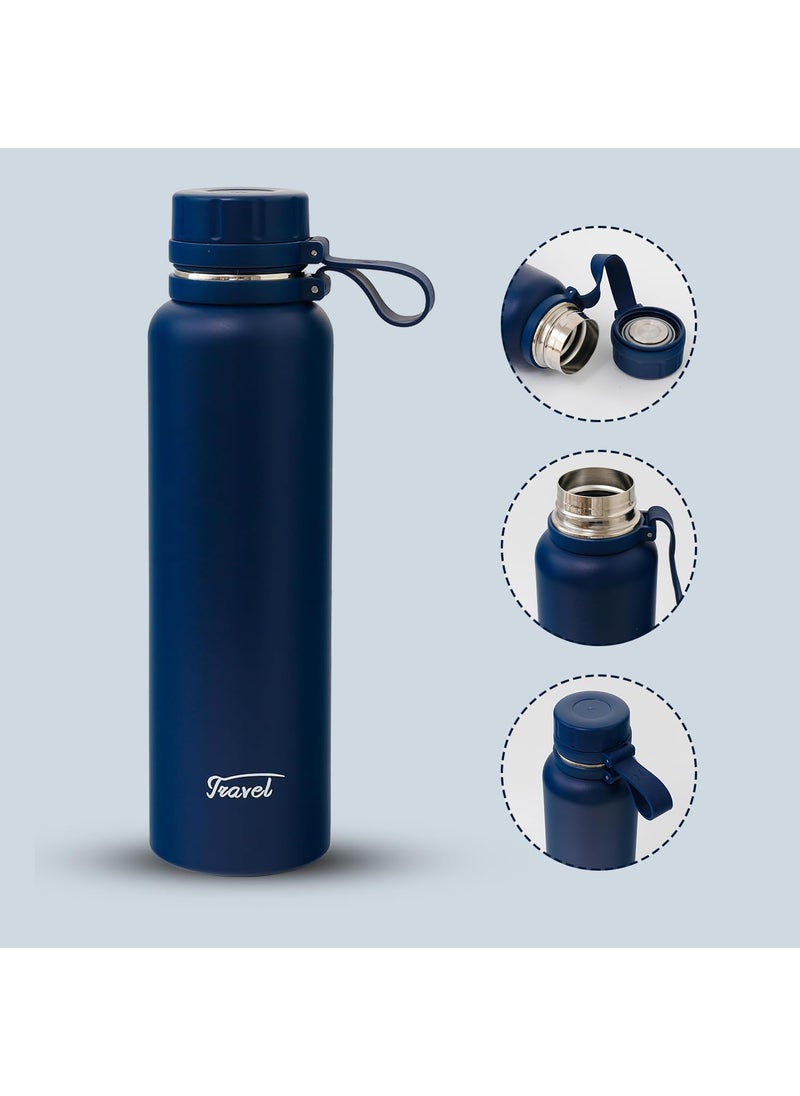 Kuber Industries Kuber Industries Vacuum Insulated Stainless Steel Water Bottle with Sipper and Handle | Leakproof, BPA Free, Rustproof | 1100 ML | Navy Blue  - Image 4