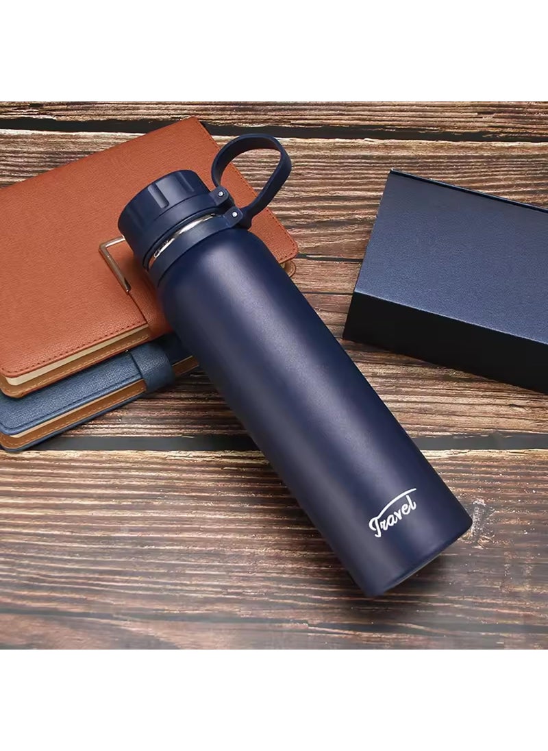 Kuber Industries Kuber Industries Vacuum Insulated Stainless Steel Water Bottle with Sipper and Handle | Leakproof, BPA Free, Rustproof | 1100 ML | Navy Blue  - Image 2