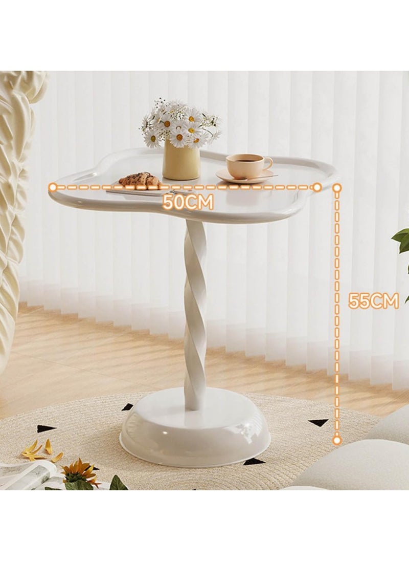 Small Drink Table for Small Spaces Round End Table, Decorative Pedestal Table, Small Round Martini Table, Side Table Living Room for Sofa Couch Chair Patio 50*55cm White