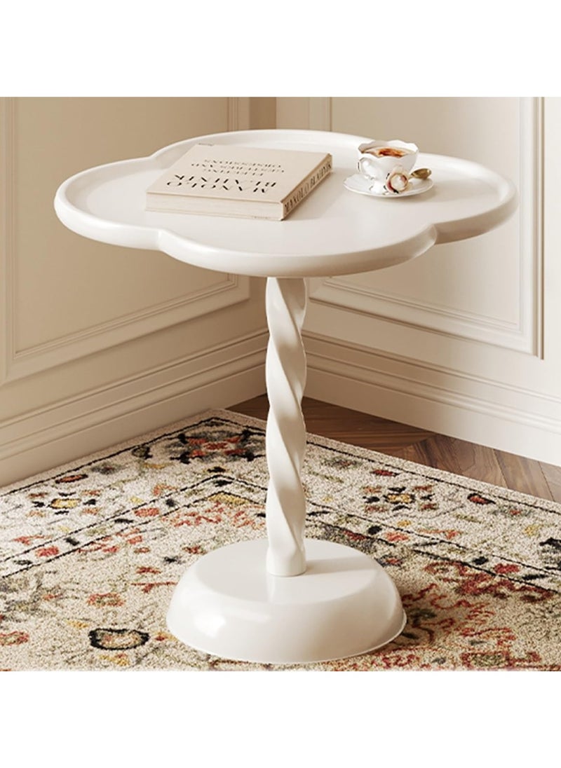 Small Drink Table for Small Spaces Round End Table, Decorative Pedestal Table, Small Round Martini Table, Side Table Living Room for Sofa Couch Chair Patio 50*55cm White