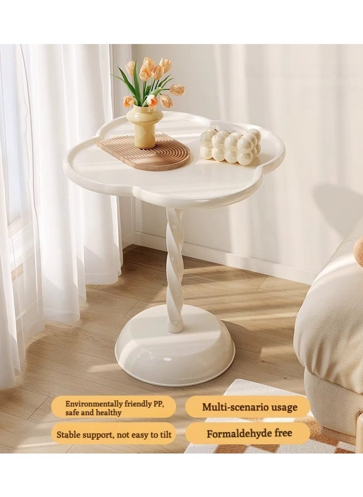 Small Drink Table for Small Spaces Round End Table, Decorative Pedestal Table, Small Round Martini Table, Side Table Living Room for Sofa Couch Chair Patio 50*55cm White