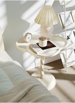 XiuWoo Small Drink Table for Small Spaces Round End Table, Decorative Pedestal Table, Small Round Martini Table, Side Table Living Room for Sofa Couch Chair Patio 50*30.5*55cm White  - Image 1